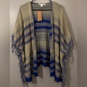 NWT Striped Fringe Open Cardigan Miami
